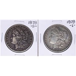 Lot of (2) 1878-S $1 Morgan Silver Dollar Coins