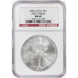 2006 $1 American Silver Eagle Coin NGC MS69 First Strike