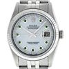 Image 2 : Rolex Men's Stainless Steel Mother Of Pearl Diamond & Emerald Datejust Wristwatch