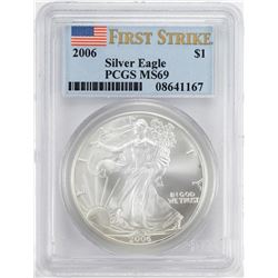 2006 $1 American Silver Eagle Coin PCGS MS69 First Strike