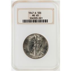 1947-D Walking Liberty Half Dollar Coin NGC MS65