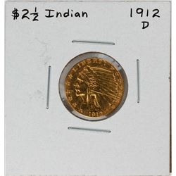 1912-D $2 1/2 Indian Head Quarter Eagle Gold Coin
