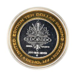 .999 Silver Eldorado Hotel and Casino $10 Casino Gaming Token Limited Edition