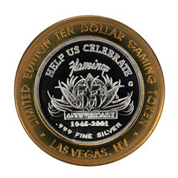 .999 Fine Silver Flamingo Las Vegas, Nevada $10 Limited Edition Gaming Token