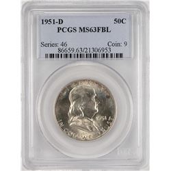 1951-D Franklin Half Dollar Coin PCGS MS63FBL