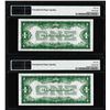 Image 2 : (2) Consecutive 1928B $1 Silver Certificate Notes Fr.1602 PMG Gem Uncirculated 66EPQ