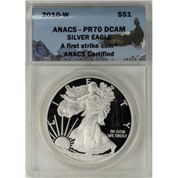 2010-W $1 Proof American Silver Eagle Coin ANACS PR70DCAM First Strike
