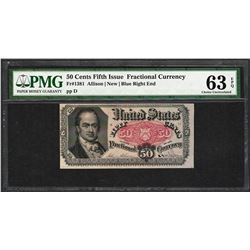 1874 50 Cent Fifth Issue Fractional Currency Note Fr.1381 PCGS Choice New 63PPQ