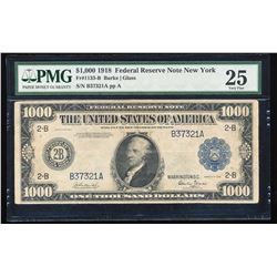 1918 $1,000 Federal Reserve Note New York Fr.1133-B PMG Very Fine 25