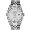 Image 2 : Rolex Men's Stainless Steel Diamond Lugs & Pyramid Bezel Datejust Wristwatch