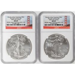 Lot of (2) 2012-S $1 American Silver Eagle Coins NGC MS69 First Releases