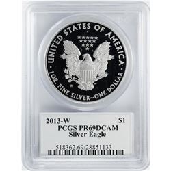 2013-W $1 Proof American Silver Eagle Coin PCGS PR69DCAM Mercanti Signature