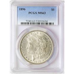 1896 $1 Morgan Silver Dollar Coin PCGS MS63