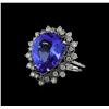 7.95 ctw Tanzanite and Diamond Ring - 14KT White Gold