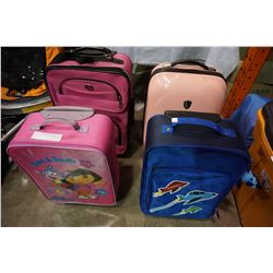 LOT OF PINK AND BLUE LUGGAGE