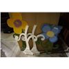 Image 1 : 3FT TALL AND 4FT TALL WOOD PAINTED STANDING FLOWERS