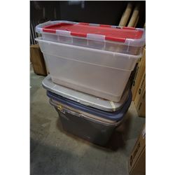 4 STORAGE TOTES W/ LIDS