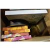 Image 3 : BOX OF SMALL CANVAS PICTURES, TEA POT, ETC