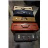Image 1 : 5 VINTAGE SUITCASES W/ BOX OF ESTATE GOODS AND BABY GATE