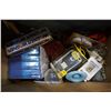 Image 8 : 5 VINTAGE SUITCASES W/ BOX OF ESTATE GOODS AND BABY GATE