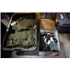 Image 1 : TOTE OF STATIC LINES PARACHUTE BAGS AND INNER CHUTE BAGS W/ BOX OF PARTS
