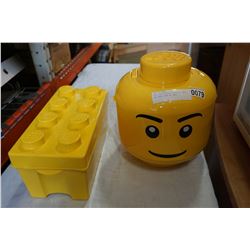 LEGO HEAD STORAGE CASE W/ LEGO AND LEGO CASE W/ LEGO