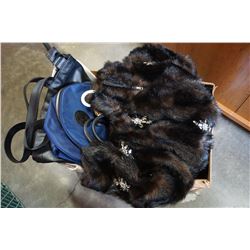 FUR COAT AND BOXES OF PURSES