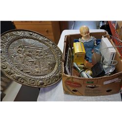 BOX OF WII CONSOLE, FOLDING ANCHOR, ANTIQUE DOLL, ESTATE GOODS