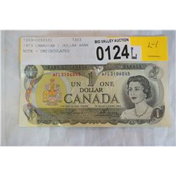 1973 CANADIAN 1 DOLLAR BANK NOTE - UNCIRCULATED