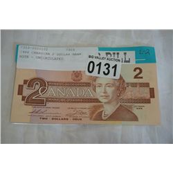 1986 CANADIAN 2 DOLLAR BANK NOTE - UNCIRCULATED