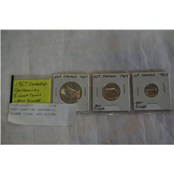 1967 CANADIAN CENTENNIAL SILVER COINS .800 SILVER