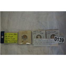 TWO 1 GRAM SILVER USA ROUND .9999 SILVER PLUS MINIATURE 20 DOLLAR GOLD PIECE 14 KARST PLATED GOLD CO