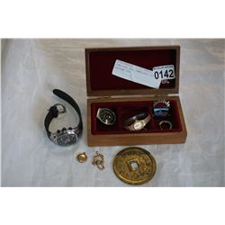 JEWELLERY BOX, JEWELLERY, PIN, EASTERN COIN