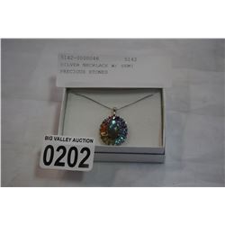 SILVER NECKLACE W/ SEMI PRECIOUS STONES