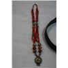 Image 2 : LOUIS VUITTON BELT W/ BUCKLE - UNAUTHENTICATED, AND CORAL NECKLACE