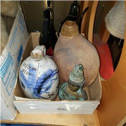 BOX OF METAL, CAST, AND GLASS COLLECTIBLES