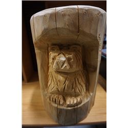 CARVED BEAR THROUGH LOG