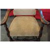 Image 2 : ANTIQUE PARLOUR CHAIR, HAS BEEN REUPHOLSTERED WITH BEIGE FABRIC
