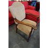 Image 3 : ANTIQUE PARLOUR CHAIR, HAS BEEN REUPHOLSTERED WITH BEIGE FABRIC