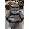 Image 4 : LEATHER SWIVEL RECLINER W/ GAS LIFT FLIP TOP FOOTSTOOL