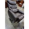 Image 7 : LEATHER SWIVEL RECLINER W/ GAS LIFT FLIP TOP FOOTSTOOL
