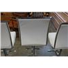 Image 4 : 3 WHITE AND CHROME LEATHER GAS LIFT BAR STOOLS