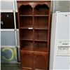 Image 1 : DREXELK CHARLETON CHERRY STORAGE SHELF WITH 2 DOORS, APPROX. 7FT TALL