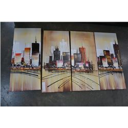 4PC CANVAS CITY ART SET