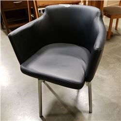 BLACK LEATHER CHAIR W/ METAL BASE