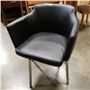 Image 1 : BLACK LEATHER CHAIR W/ METAL BASE