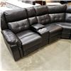 Image 2 : BRAND NEW TUFTED BLACK LEATHER 3 PIECE SECTIONAL SOFA, POWER RECLINING, UNDERLIGHTING, CONSOLE AND C