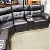 Image 3 : BRAND NEW TUFTED BLACK LEATHER 3 PIECE SECTIONAL SOFA, POWER RECLINING, UNDERLIGHTING, CONSOLE AND C