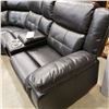 Image 4 : BRAND NEW TUFTED BLACK LEATHER 3 PIECE SECTIONAL SOFA, POWER RECLINING, UNDERLIGHTING, CONSOLE AND C