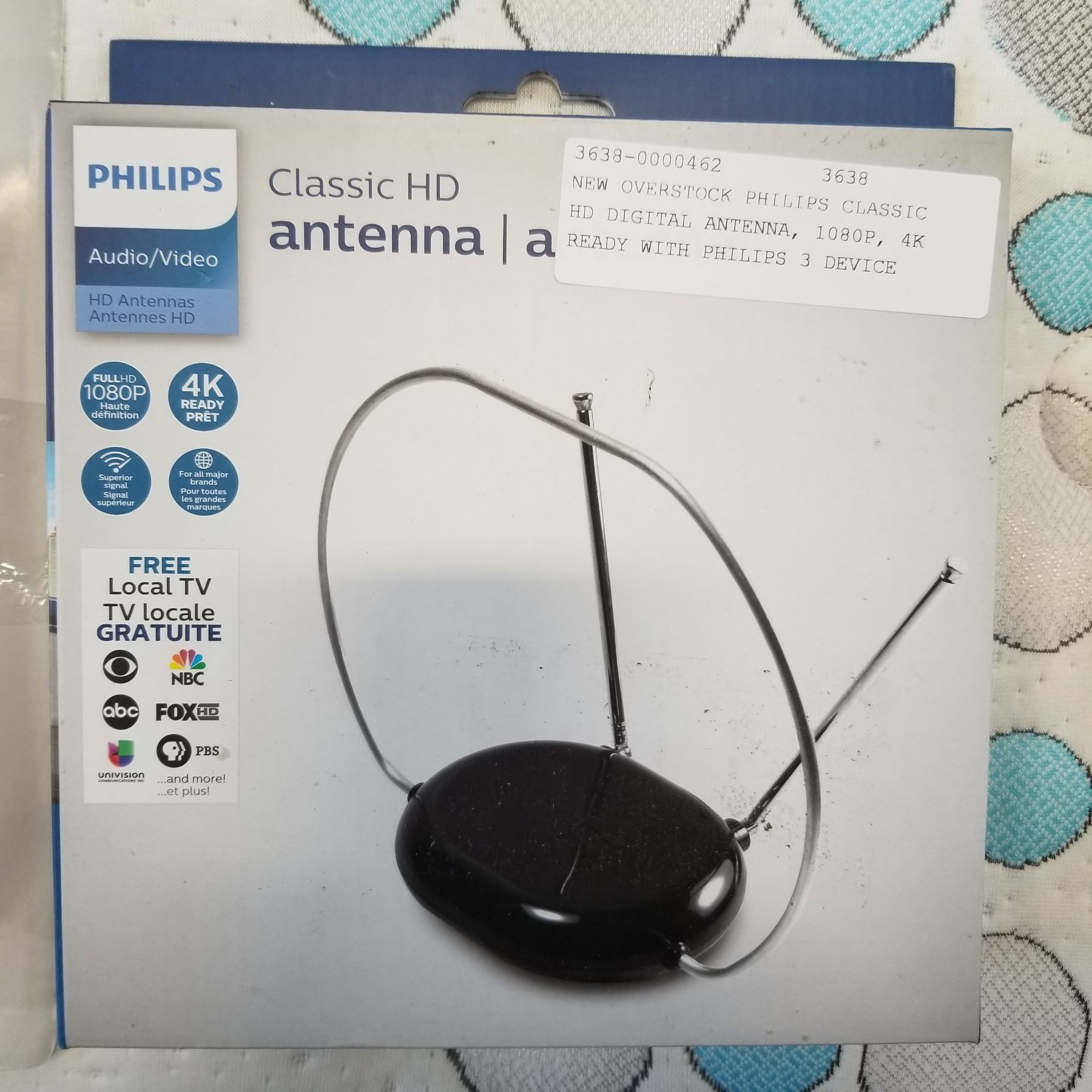 NEW OVERSTOCK PHILIPS CLASSIC HD DIGITAL ANTENNA, 1080P, 4K READY WITH